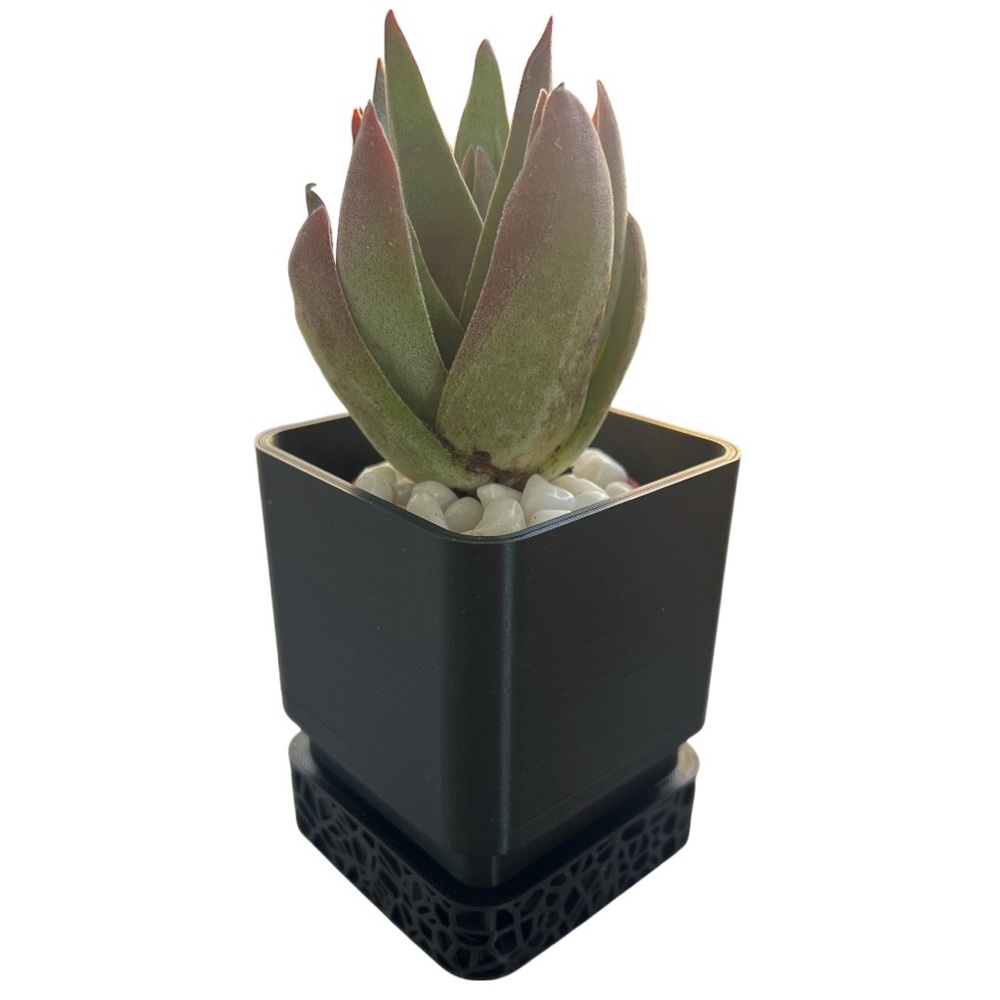 3D Printed Black Geometric Planter